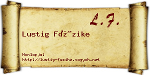 Lustig Füzike névjegykártya
